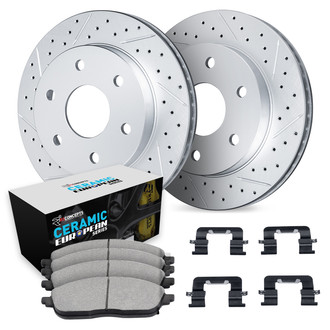 R1 Concepts® - Drilled and Slotted Front Brake Kit with Euro Ceramic Pads