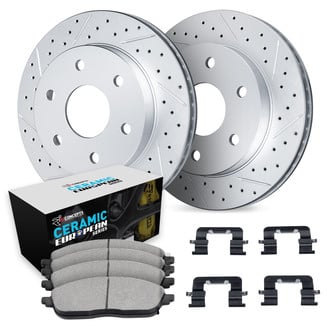 R1 Concepts® - Drilled and Slotted Rear Brake Kit with Euro Ceramic Pads