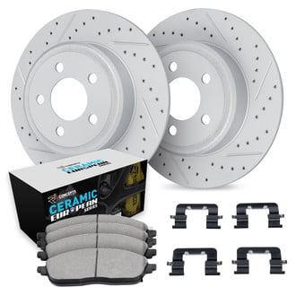 R1 Concepts® - Drilled and Slotted Rear Brake Kit with Euro Ceramic Pads