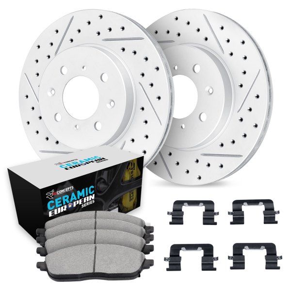  R1 Concepts® - Drilled and Slotted Front Brake Kit with Euro Ceramic Pads