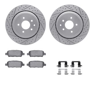 R1 Concepts® - Drilled and Slotted Rear Brake Kit with Euro Ceramic Pads