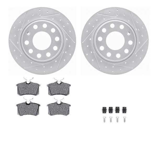  R1 Concepts® - Drilled and Slotted Rear Brake Kit with Euro Ceramic Pads