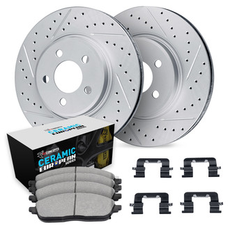 R1 Concepts® - Drilled and Slotted Rear Brake Kit with Euro Ceramic Pads