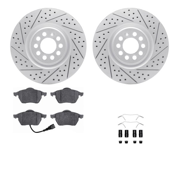  R1 Concepts® - Drilled and Slotted Front Brake Kit with Euro Ceramic Pads