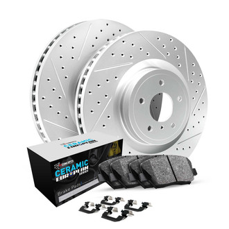 R1 Concepts® - Drilled and Slotted Rear Brake Kit with Euro Ceramic Pads
