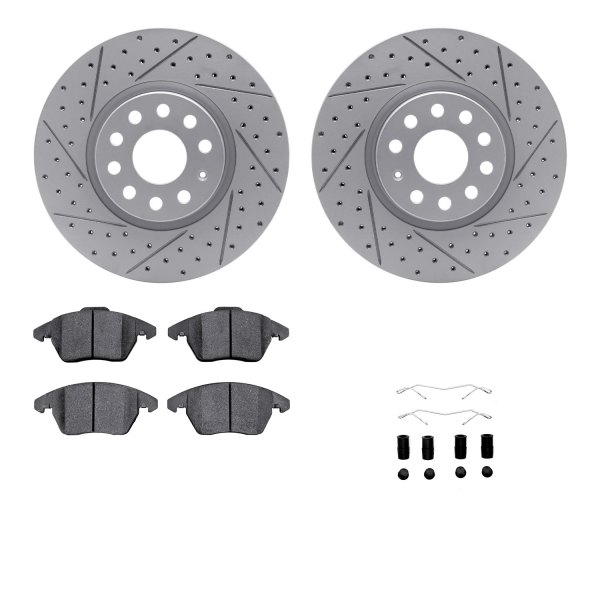  R1 Concepts® - Drilled and Slotted Front Brake Kit with Euro Ceramic Pads