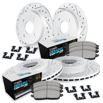 R1 Concepts® - Drilled and Slotted Front and Rear Brake Kit with Euro Ceramic Pads