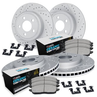 R1 Concepts® - Drilled and Slotted Front and Rear Brake Kit with Euro Ceramic Pads