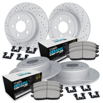 R1 Concepts® - Carbon Coated Drilled and Slotted Brake Kit with Euro Ceramic Pads