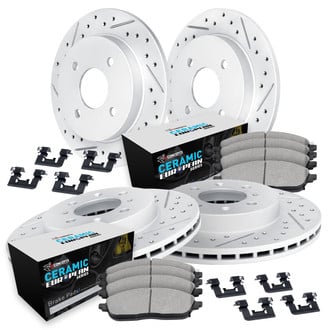 R1 Concepts® - Drilled and Slotted Front and Rear Brake Kit with Euro Ceramic Pads