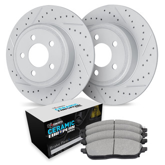R1 Concepts® - Drilled and Slotted Rear Brake Kit with Euro Ceramic Pads