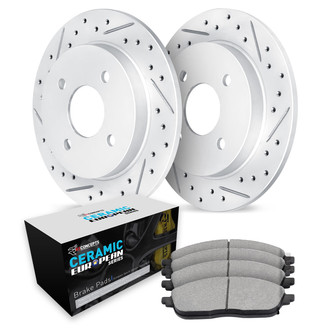 R1 Concepts® - Drilled and Slotted Front Brake Kit with Euro Ceramic Pads