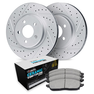 R1 Concepts® - Drilled and Slotted Rear Brake Kit with Euro Ceramic Pads