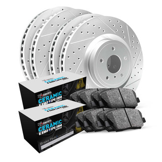 R1 Concepts® - Drilled and Slotted Front and Rear Brake Kit with Euro Ceramic Pads