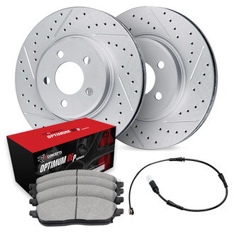 R1 Concepts® - Carbon Coated Drilled and Slotted Brake Kit with Optimum OE Pads