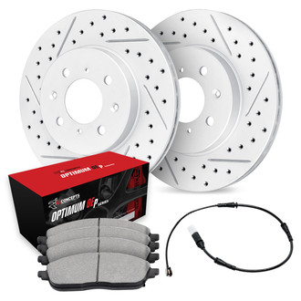 R1 Concepts® - Drilled and Slotted Front Brake Kit with Optimum OE Pads