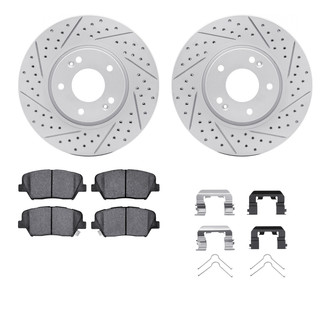 R1 Concepts® - Drilled and Slotted Front Brake Kit with Optimum OE Pads