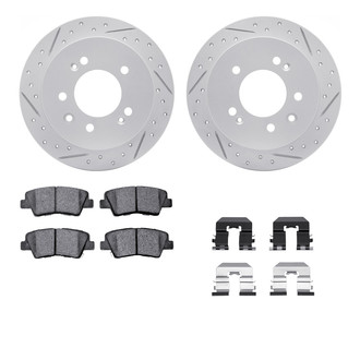 R1 Concepts® - Drilled and Slotted Rear Brake Kit with Optimum OE Pads