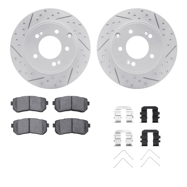  R1 Concepts® - Drilled and Slotted Rear Brake Kit with Optimum OE Pads