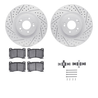 R1 Concepts® - Drilled and Slotted Front Brake Kit with Optimum OE Pads