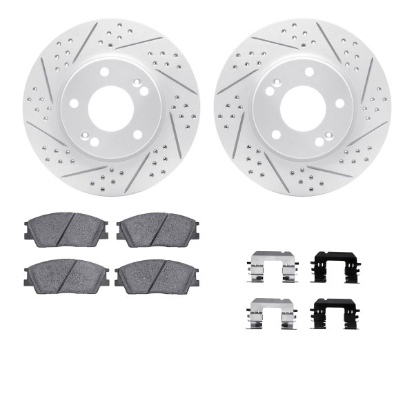  R1 Concepts® - Drilled and Slotted Front Brake Kit with Optimum OE Pads