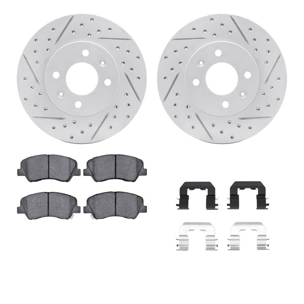  R1 Concepts® - Drilled and Slotted Front Brake Kit with Optimum OE Pads