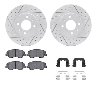 R1 Concepts® - Drilled and Slotted Front Brake Kit with Optimum OE Pads
