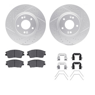 R1 Concepts® - Drilled and Slotted Front Brake Kit with Optimum OE Pads