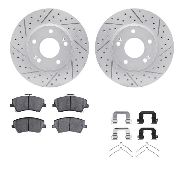  R1 Concepts® - Drilled and Slotted Front Brake Kit with Optimum OE Pads