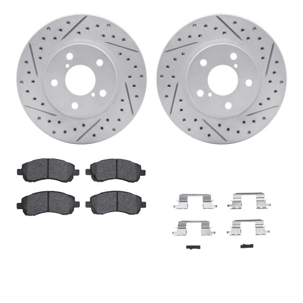  R1 Concepts® - Drilled and Slotted Front Brake Kit with Optimum OE Pads