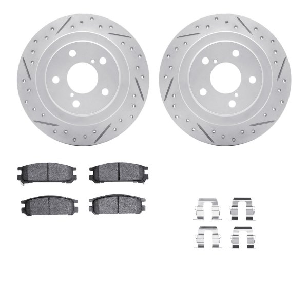  R1 Concepts® - Drilled and Slotted Rear Brake Kit with Optimum OE Pads