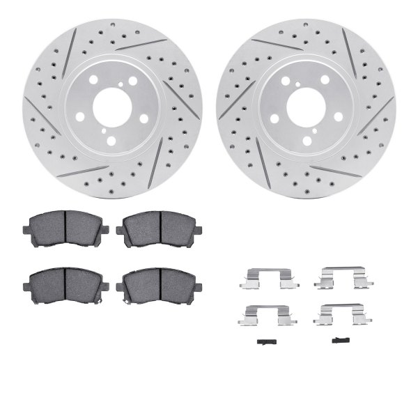  R1 Concepts® - Drilled and Slotted Front Brake Kit with Optimum OE Pads