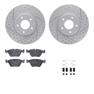 R1 Concepts® - Drilled and Slotted Front Brake Kit with Optimum OE Pads