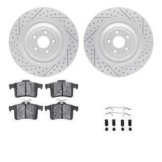R1 Concepts® - Drilled and Slotted Rear Brake Kit with Optimum OE Pads