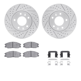 R1 Concepts® - Drilled and Slotted Front Brake Kit with Optimum OE Pads