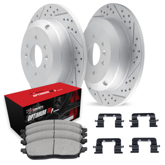 R1 Concepts® - Carbon Coated Drilled and Slotted Brake Kit with Optimum OE Pads