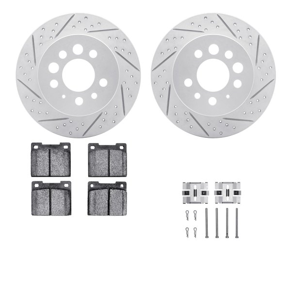  R1 Concepts® - Drilled and Slotted Rear Brake Kit with Optimum OE Pads