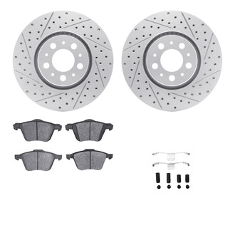 R1 Concepts® - Drilled and Slotted Front Brake Kit with Optimum OE Pads