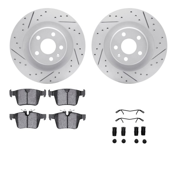  R1 Concepts® - Drilled and Slotted Rear Brake Kit with Optimum OE Pads