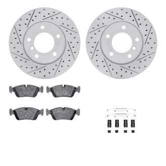 R1 Concepts® - Drilled and Slotted Front Brake Kit with Optimum OE Pads