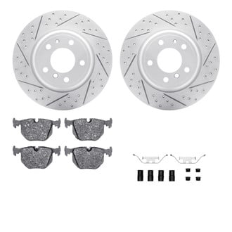 R1 Concepts® - Drilled and Slotted Rear Brake Kit with Optimum OE Pads