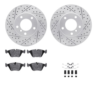 R1 Concepts® - Drilled and Slotted Front Brake Kit with Optimum OE Pads