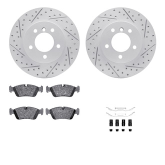 R1 Concepts® - Drilled and Slotted Front Brake Kit with Optimum OE Pads
