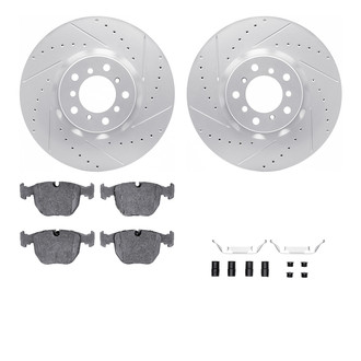 R1 Concepts® - Drilled and Slotted Front Brake Kit with Optimum OE Pads