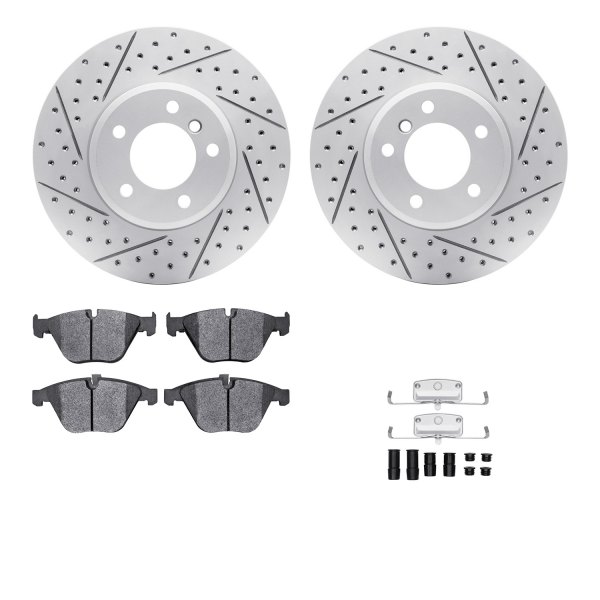  R1 Concepts® - Drilled and Slotted Front Brake Kit with Optimum OE Pads