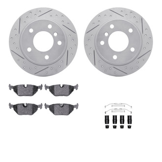R1 Concepts® - Drilled and Slotted Rear Brake Kit with Optimum OE Pads