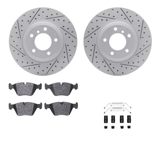 R1 Concepts® - Drilled and Slotted Front Brake Kit with Optimum OE Pads