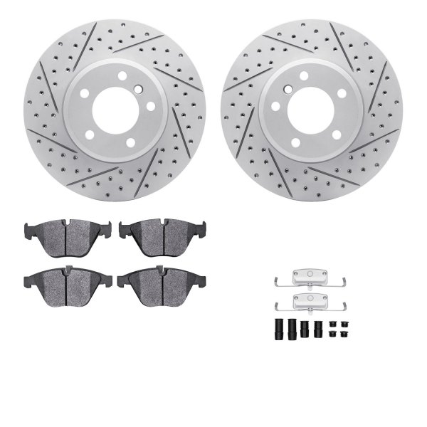  R1 Concepts® - Drilled and Slotted Front Brake Kit with Optimum OE Pads