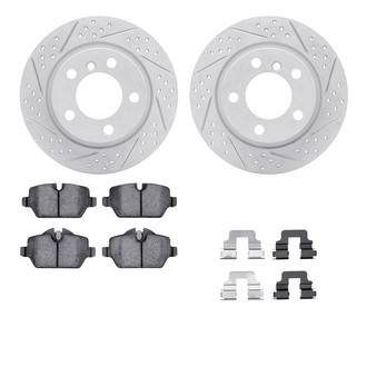 R1 Concepts® - Drilled and Slotted Rear Brake Kit with Optimum OE Pads