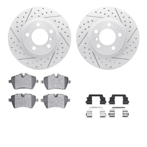  R1 Concepts® - Drilled and Slotted Front Brake Kit with Optimum OE Pads